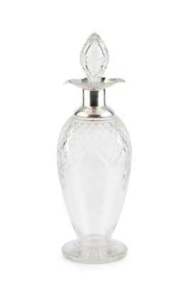 Lot 173 - A George V silver mounted cut glass decanter...