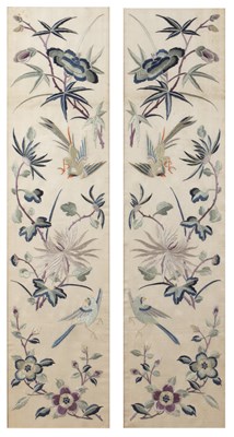 Lot 227 - Pair of embroidered sleeve type panels Chinese...