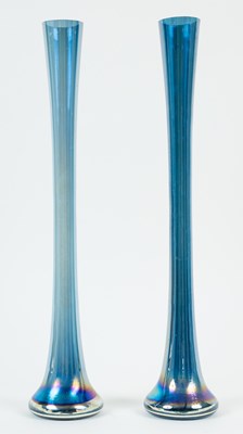 Lot 145 - A pair of iridescent French glass vases