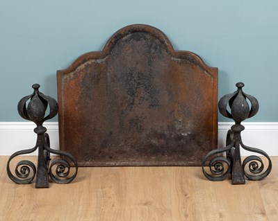Lot 389 - A pair of wrought iron, possibly French, fire dogs