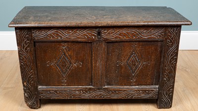 Lot 1046 - An 18th century oak coffer
