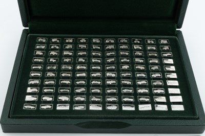 Lot 182 - A set of 100 silver miniature ingots, the 100...