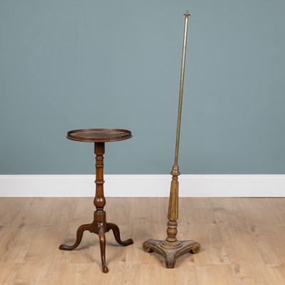 Lot 1009 - A tripod wine table together with a Regency gilt polescreen