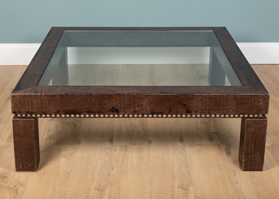 Lot 257 - An Andrew Martin crocodile-stamped leather coffee table