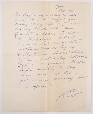 Lot 659 - BURGESS (ANTHONY) English Writer 1917-1933 A...