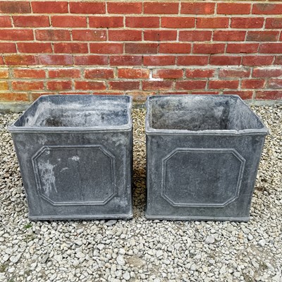 Lot 1398 - A pair of square lead planters