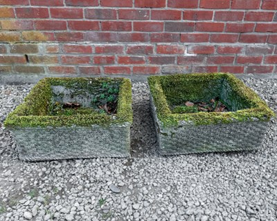 Lot 1424 - A pair of shallow garden troughs or planters