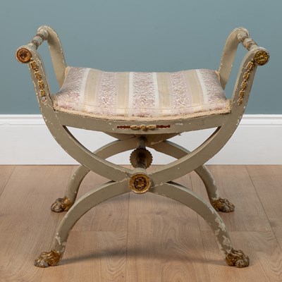 Lot 74 - A 19th century painted X framed dressing table stool