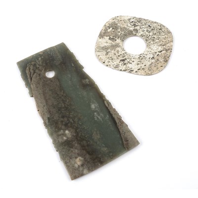 Lot 485 - Two jade archaic-style pendants Chinese...