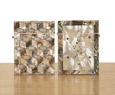 Lot 268 - Two mother-of-pearl and abalone-mounted card...