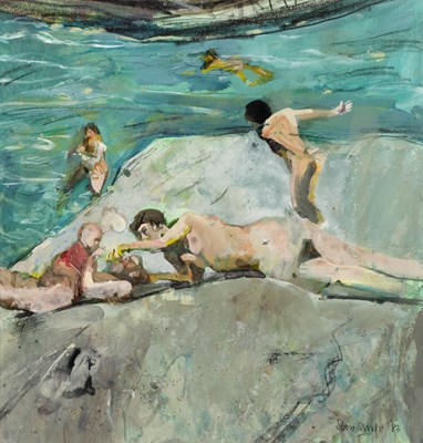 Lot 246 - Stan Smith (1929-2001) Swimming near the Rocks,...