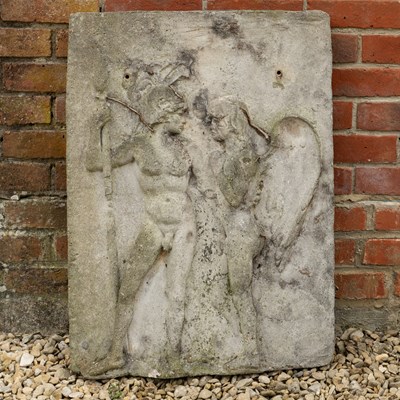 Lot 1340 - A cast reconstituted stone panel