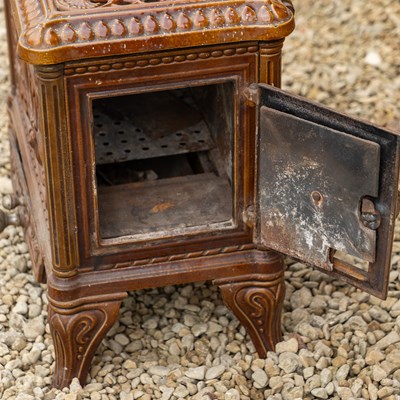 Lot 1455 - A French brown enamel stove