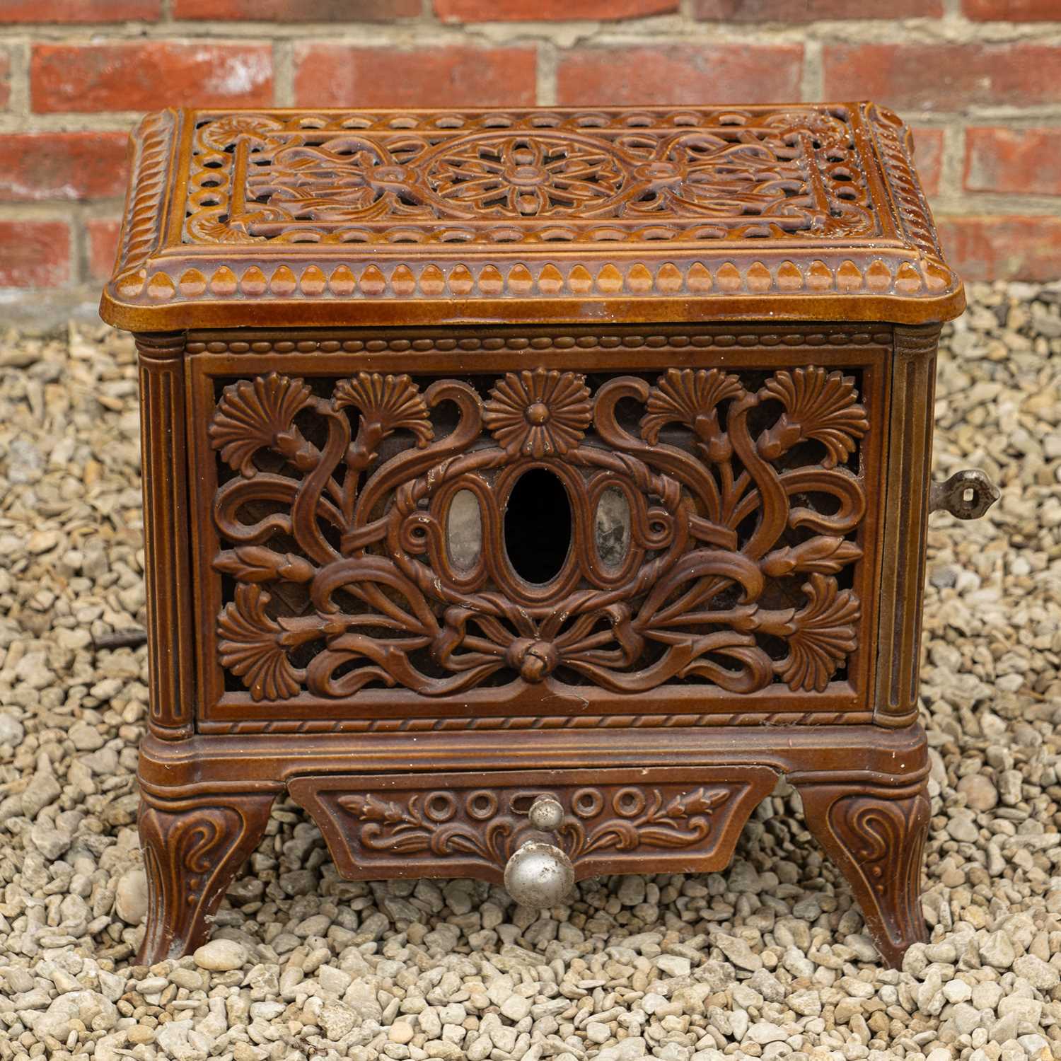Lot 1455 - A French brown enamel stove