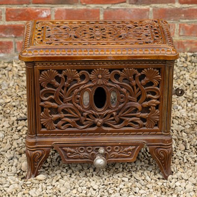 Lot 1455 - A French brown enamel stove