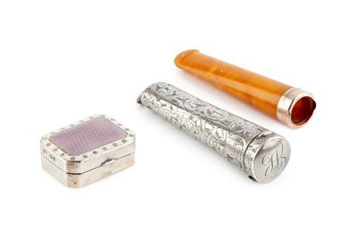 Lot An Edwardian silver and enamel rectangular...