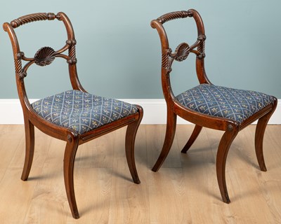 Lot 456 - A pair of Regency mahogany dining chairs