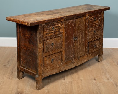 Lot 1188 - An Oriental pine side cabinet