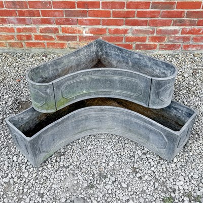 Lot 1418 - Two 'L' shaped lead planters