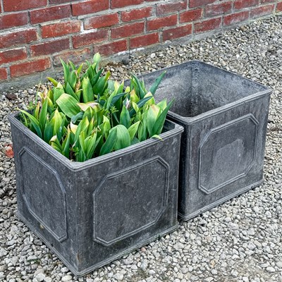 Lot 1378 - A pair of small lead planters