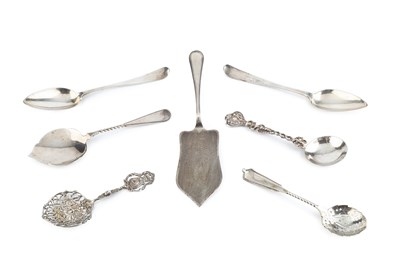 Lot 188 - A Dutch silver serving slice, with shaped and...