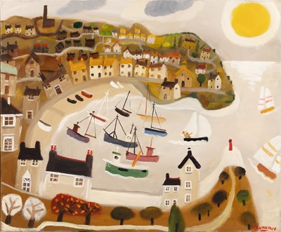 Lot 296 - Alan Furneaux (b.1953) Boats at Sunrise signed...