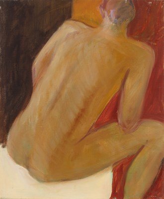 Lot 295 - Rose Hilton (1931-2019) Seated Male Nude oil...
