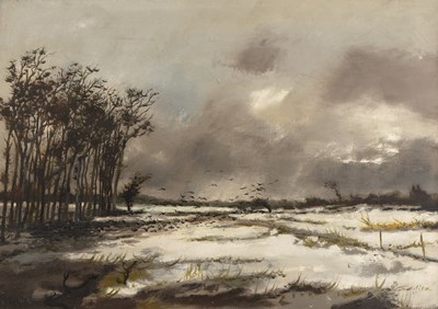 Lot 214 - Pierre Gautiez (1923-2006) Snow in Normandy,...