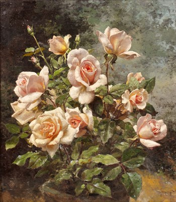 Lot 144 - Fortunino Matania (1881-1963) Pink Flowers...