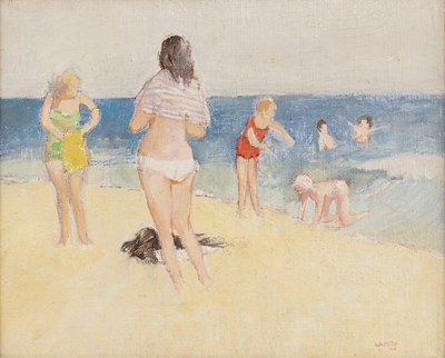 Lot 234 - John Napper (1916-2001) A pair of beach scenes,...