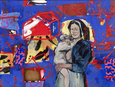 Lot 413 - George Donald (b.1943) Mother and Child signed...