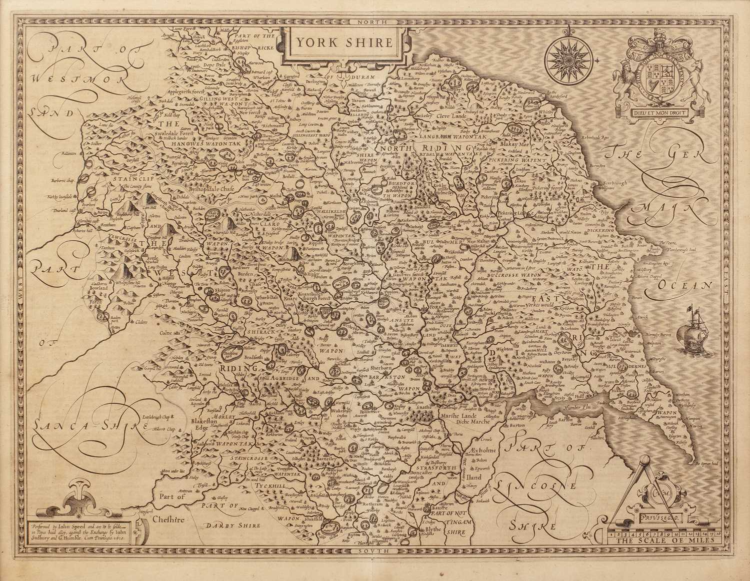 Lot 529 - John Speed, “Yorkshire”,engraving, Sudbury and...