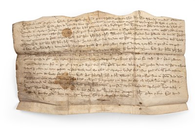 Lot 573 - A Medieval manuscript legal document or...
