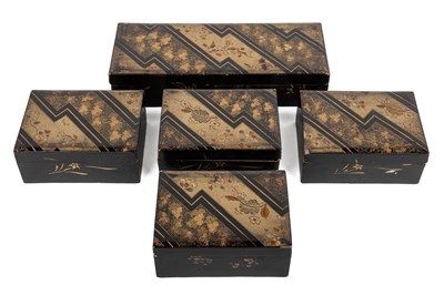 Lot 298 - A set of five Japanese lacquered boxes
