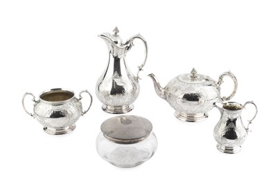 Lot 192 - A George V silver topped glass large powder...