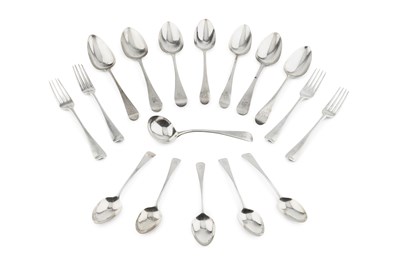 Lot 619 - A matched service of 19th century silver old...