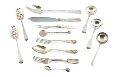 Lot 194 - A collection of mixed silver flatware,...