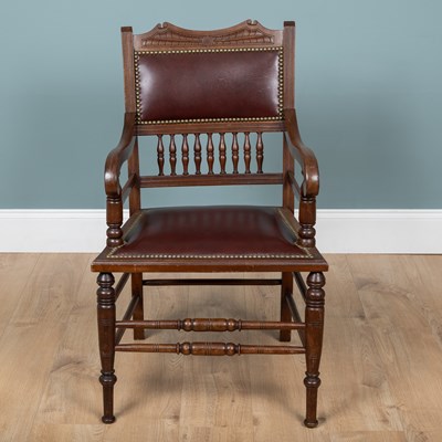 Lot 1025 - An aesthetic movement walnut framed desk chair
