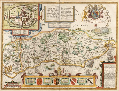Lot 147 - John Speed (English, 1551-1629) map of Sussex...