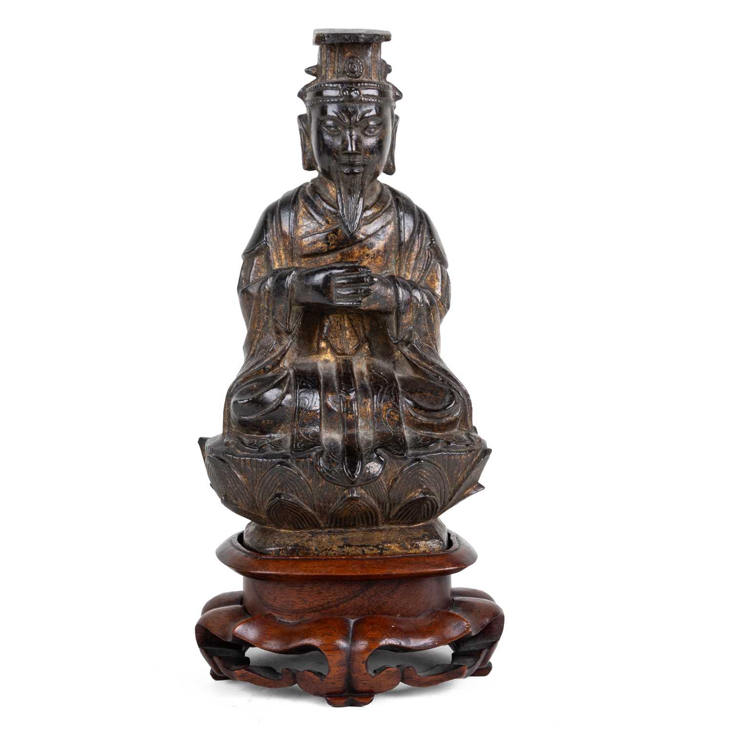 Lot 334A - Gilt bronze figure of a seated dignitary...