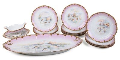 Lot 445 - A Limoges part fish dinner service