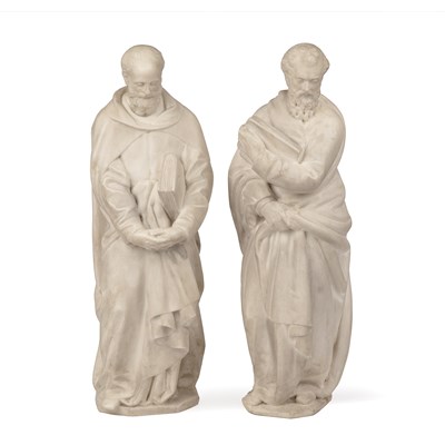 Lot 295 - A near pair of 17th century Italian carrara...