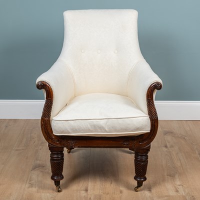 Lot A William IV mahogany-framed library chair