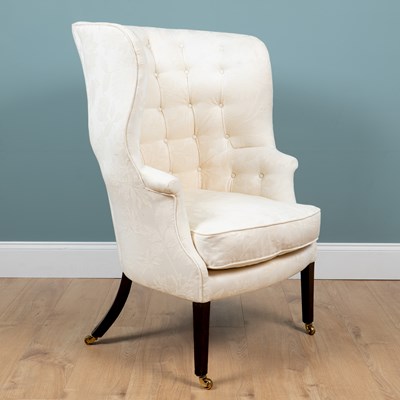 Lot 66 - A late 19th/early 20th century mahogany-framed barrel-back armchair