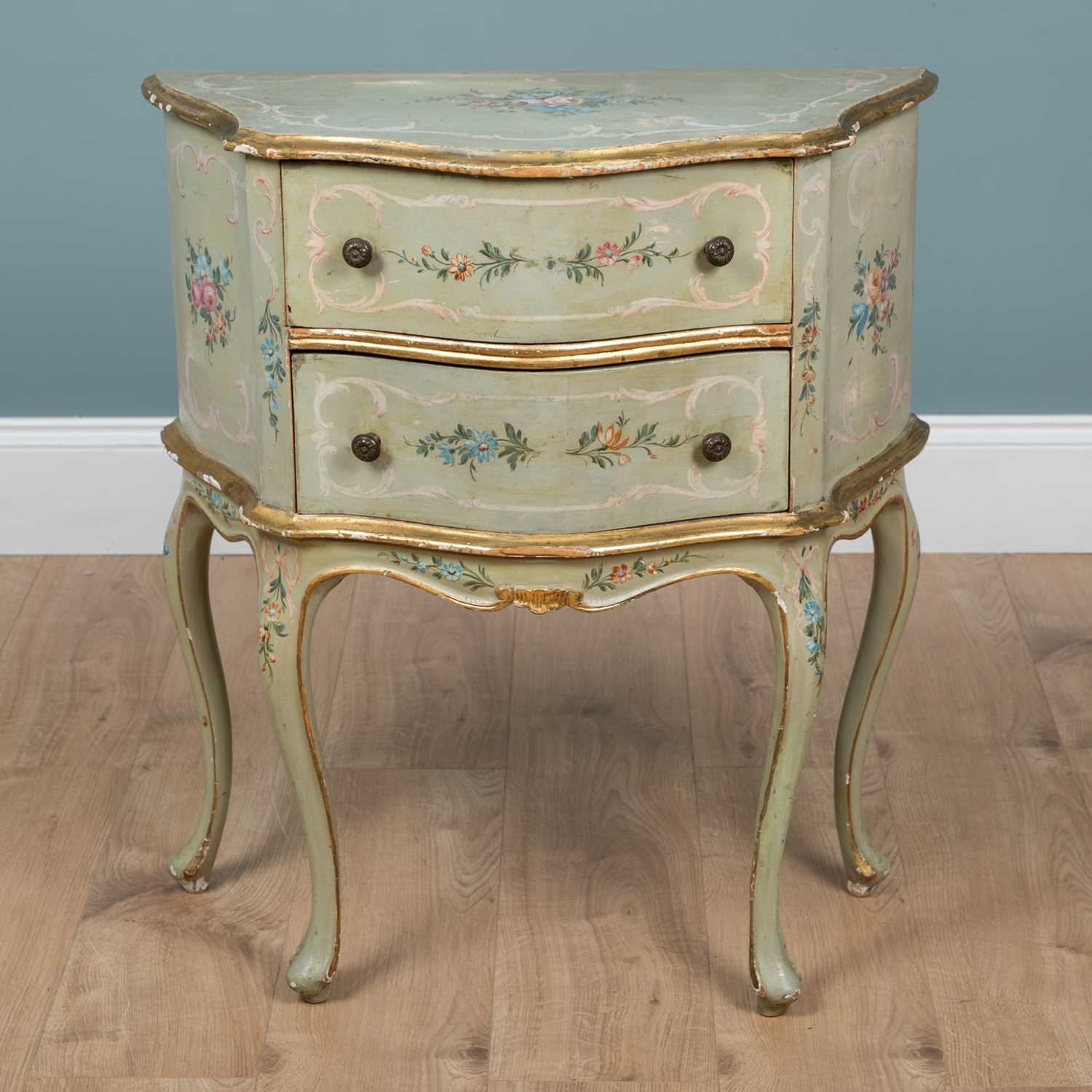 Lot 42 - A late 19th/early 20th century French painted side cabinet