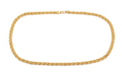 Lot 85 - A yellow precious metal fancy-link chain, of...