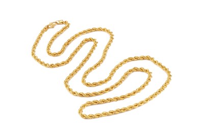 Lot 91 - A yellow precious metal fancy-link chain, of...