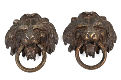 Lot 321 - A pair of 19th century gilt brass lion mask handles