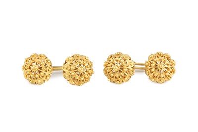 Lot 9 - A pair of cufflinks, of filigree design with...