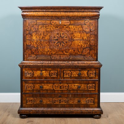 Lot 96 - An early 18th century Dutch mulberry and inlaid escritoire
